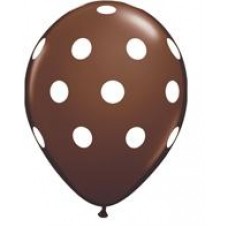 Big Polka Dots Chocolate BrownLatex Balloon 11"